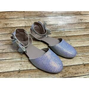 Monkey Feet Iridescent Glitter Flats with Bow Size 39 (fits like US 8)